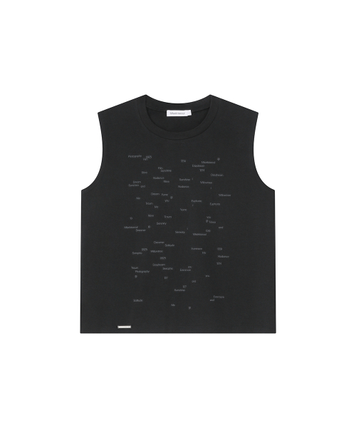 Typographic semi crop sleeveless BLACK