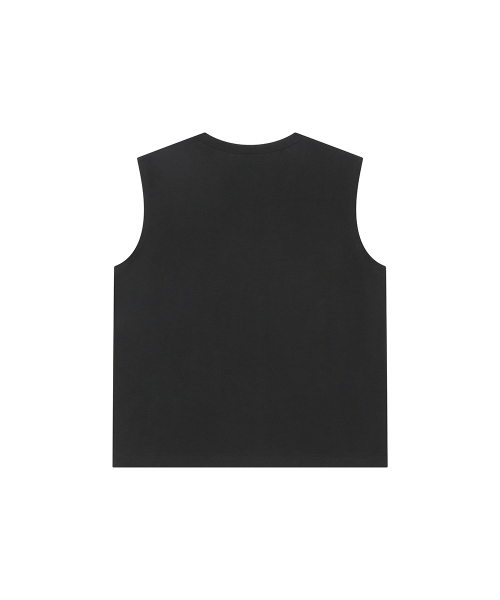 Typographic semi crop sleeveless BLACK
