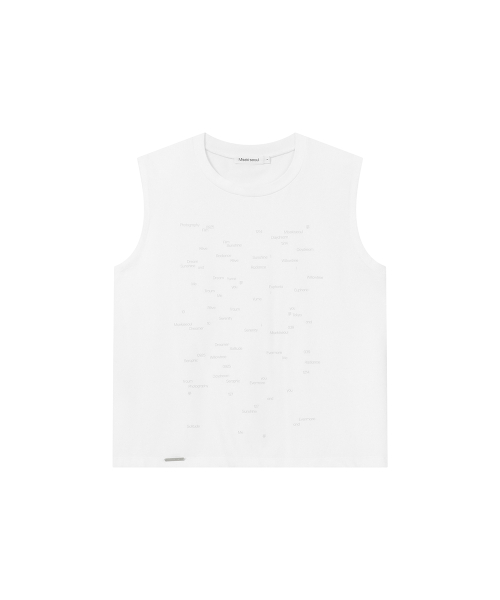 Typographic semi crop sleeveless WHITE