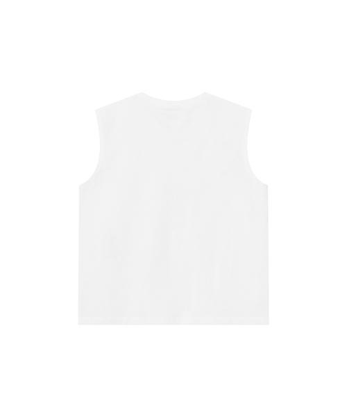 Typographic semi crop sleeveless WHITE
