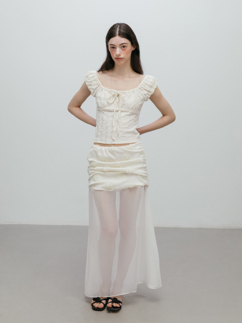 SHIRRING LACE SLEEVELESS / IVORY