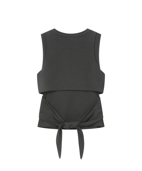 Tie-up layered sleeveless CHARCOAL