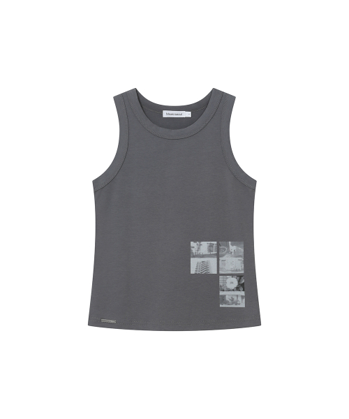 Photo album graphic sleeveless CHARCOAL
