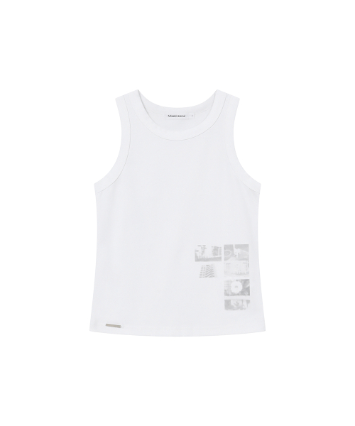 Photo album graphic sleeveless WHITE
