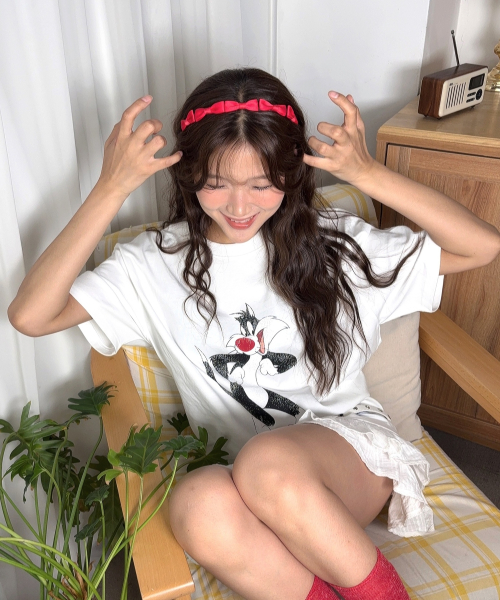 챔피온 X 루니툰즈 반팔 티셔츠 실베스터 White