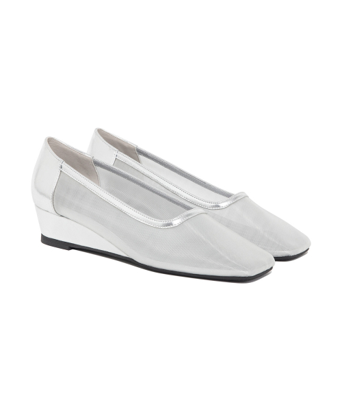 [YOON SOAP X DEINET] MESH WEDGE HEELS IN SILVER