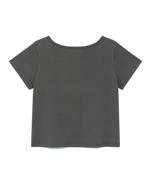 [YOON SOAP X DEINET] DEINET LOGO BOATNECK T-SHIRT IN CHARCOAL