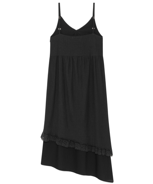[YOON SOAP X DEINET] LACE SHIRRED DRESS IN BLACK