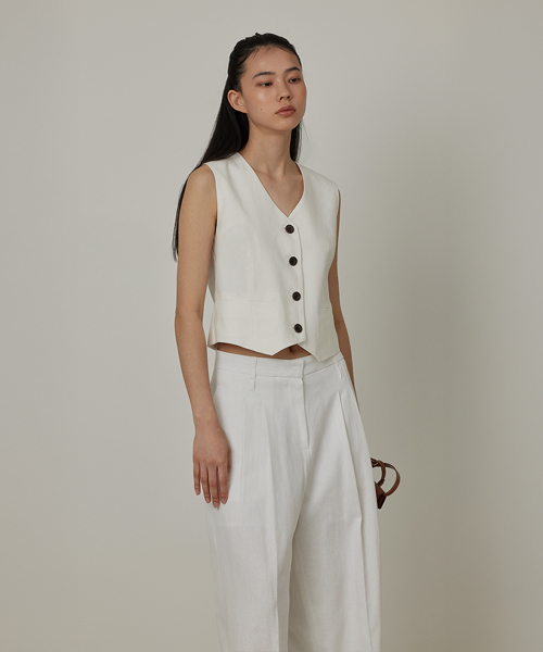 Natural Linen Buckle Summer Vest