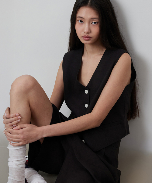 Natural Linen Buckle Summer Vest
