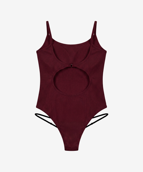 Cutout Body Suit_Burgundy