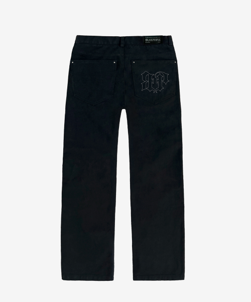 Destroyed Low-Rise Semi-Slim Pants _Black