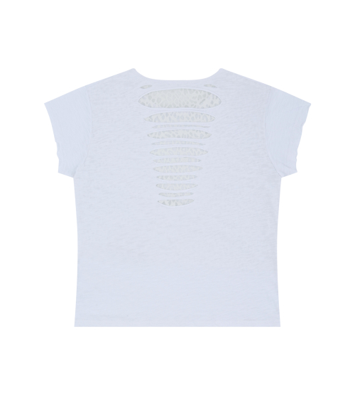 Grunge Claw Leopard Eyelet Tee (White)