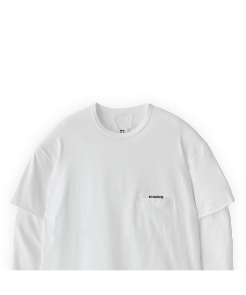 Pocket longsleeve LS tee / col white