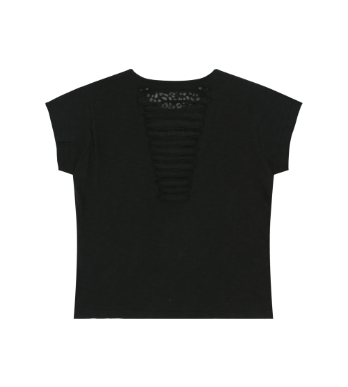 Grunge Claw Leopard Eyelet Tee (Black)