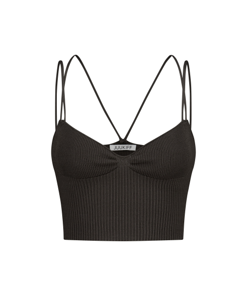 CROSS-STRAP SEAMLESS BRA TOP IN MIXED COTTON (2COLORS)