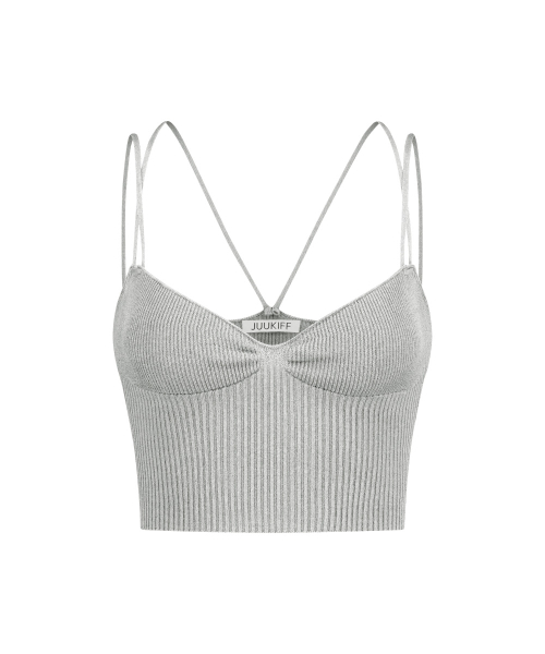 CROSS-STRAP SEAMLESS BRA TOP IN MIXED COTTON (2COLORS)