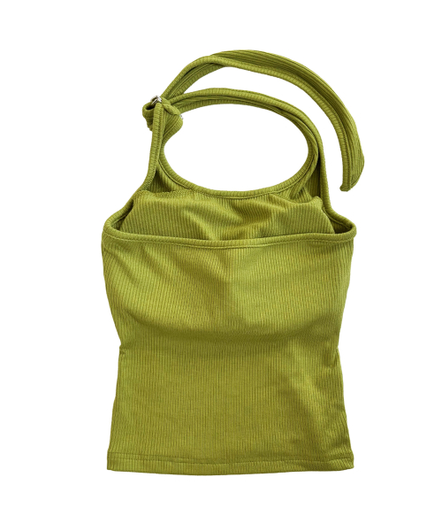Adjustable Ribbed Halter Sleeveless (Olive)