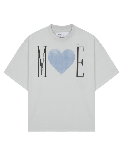 MÉ VINTAGE HEART OVERSIZED T-SHIRT / LIGHT GRAY