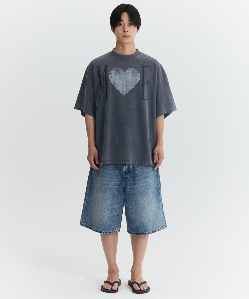 MÉ VINTAGE HEART OVERSIZED T-SHIRT / NAVY