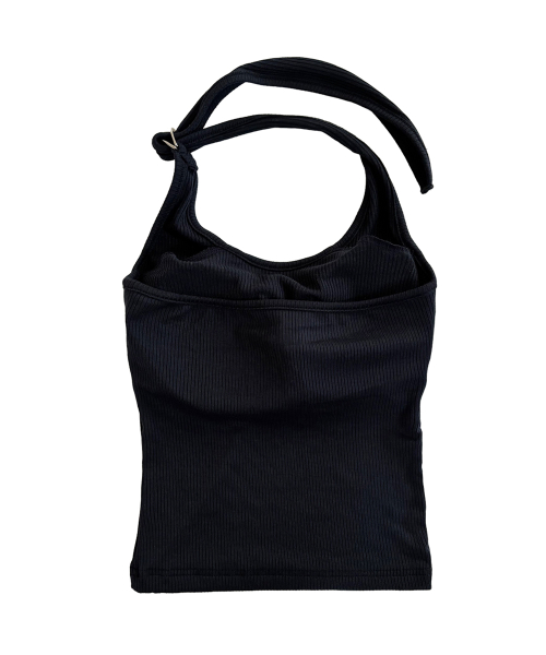 Adjustable Ribbed Halter Sleeveless (Navy)