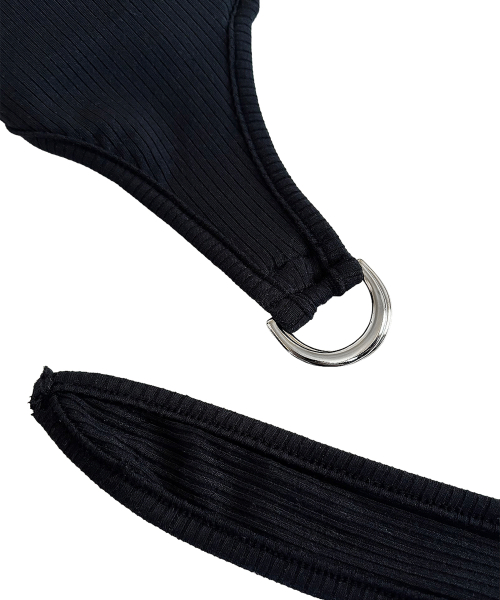 Adjustable Ribbed Halter Sleeveless (Navy)
