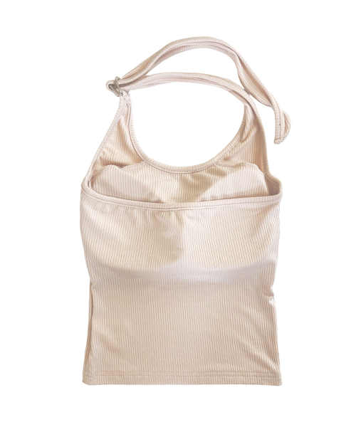 Adjustable Ribbed Halter Sleeveless (Pale Pink)