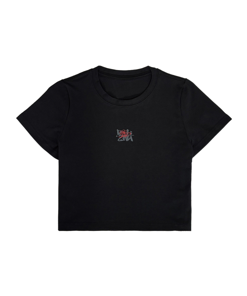 Butterfly Graphic Crop Tee (Black)