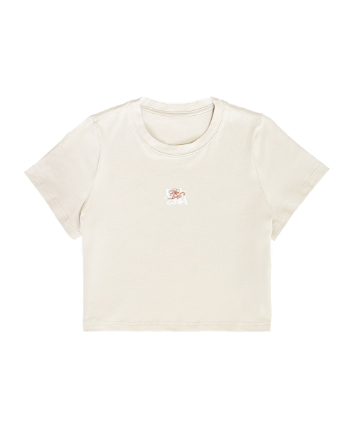 Butterfly Graphic Crop Tee (Oatmeal)