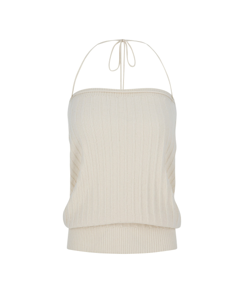 STRING HALTER TOP IN PROTEIN MIXED COTTON