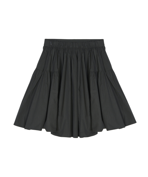 COTTON FLARE MIDI SKIRT_CHARCOAL
