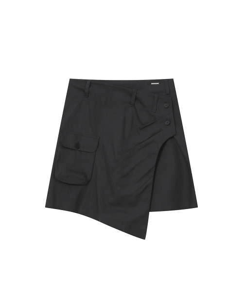 Hannah side pocket wrap midi skirt CHARCOAL
