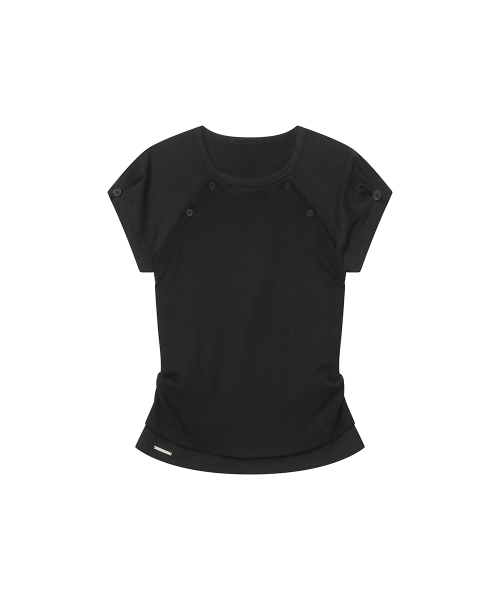 Hannah button layered short sleeve BLACK