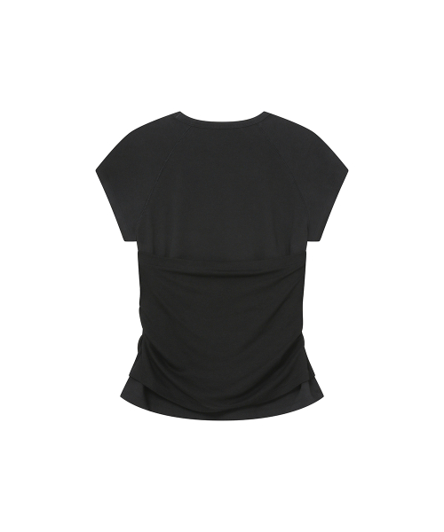 Hannah button layered short sleeve BLACK