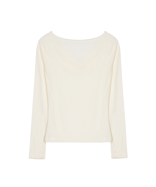 DRAPE TIE LONG SLEEVE TOP_CREAM
