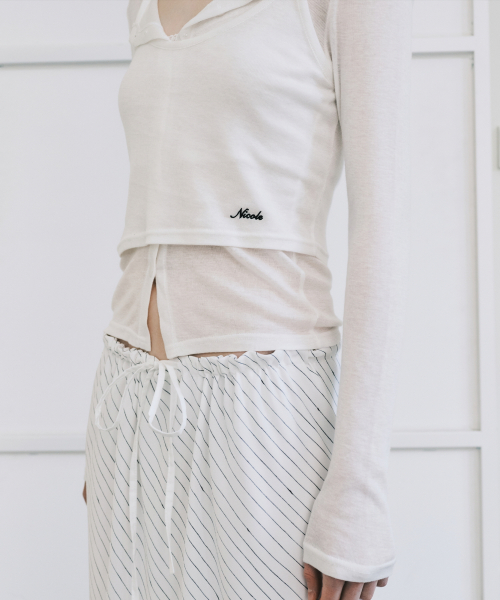 HENLEY NECK LAYERED SLEEVE TOP_IVORY