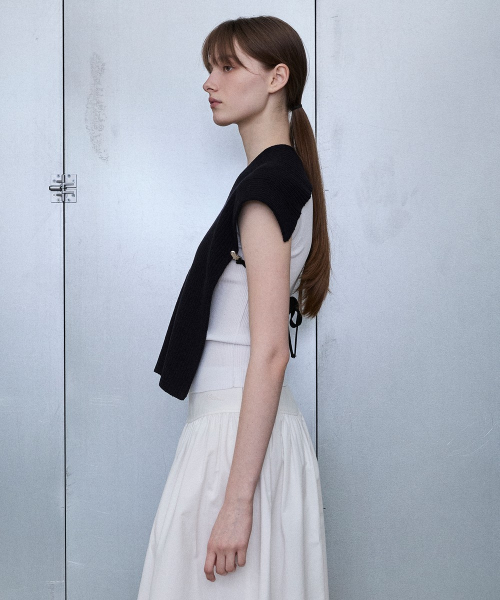 Open-Back Chunky Knit Vest [D/NAVY]