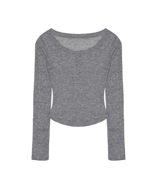 SOFT BUTTON SLIM TOP_GRAY