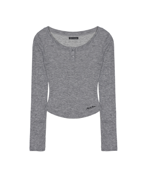 SOFT BUTTON SLIM TOP_GRAY