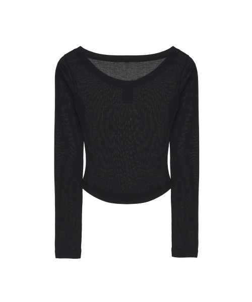 SOFT BUTTON SLIM TOP_BLACK