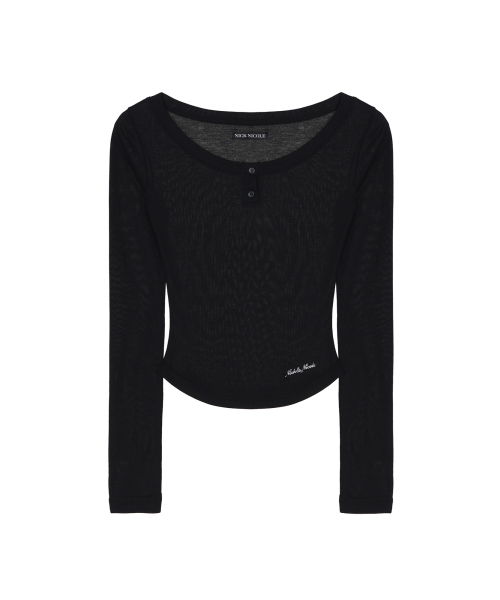 SOFT BUTTON SLIM TOP_BLACK