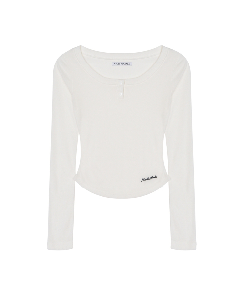 SOFT BUTTON SLIM TOP_IVORY