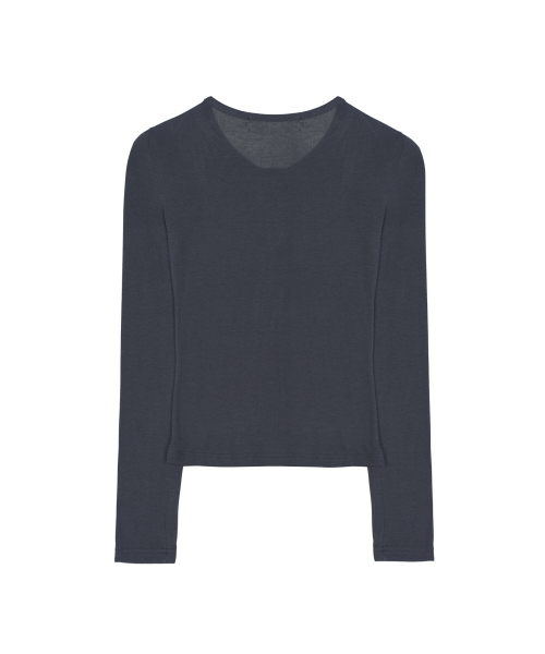 BUTTON HENLEY NECK TOP_CHARCOAL