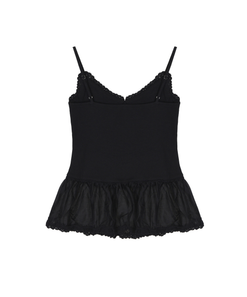 LACE PEPLUM SLEEVELESS TOP_BLACK