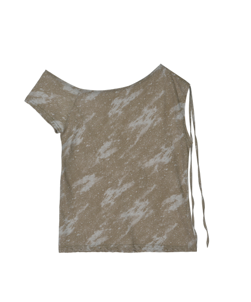 MARBLE DRAPE SHIRRING TOP_BROWN