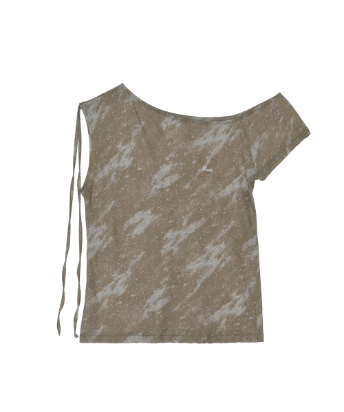 MARBLE DRAPE SHIRRING TOP_BROWN