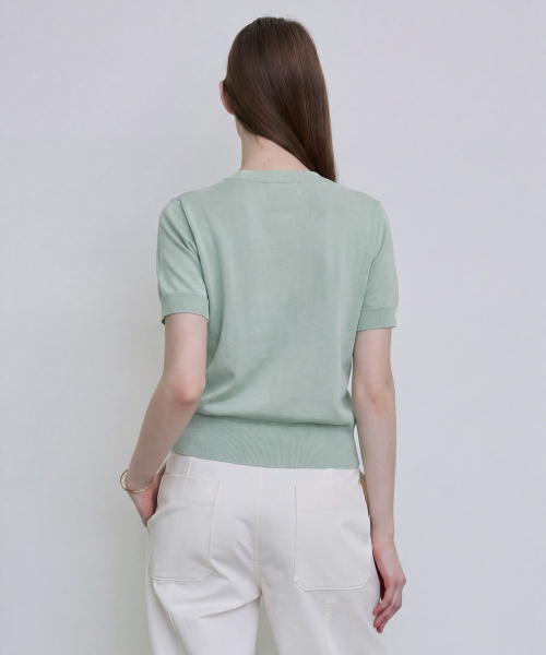 Tie-Detail Short-Sleeve Cardigan [MINT]