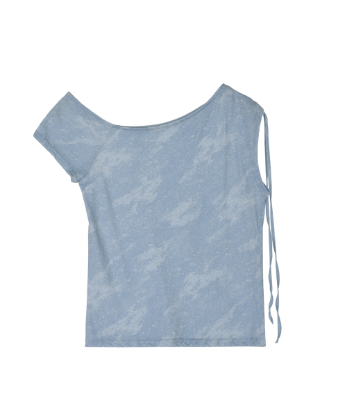 MARBLE DRAPE SHIRRING TOP_SKY BLUE