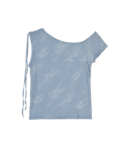 MARBLE DRAPE SHIRRING TOP_SKY BLUE