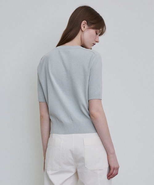 Italian Yarn Covered Button Knit Cardigan [MINT]